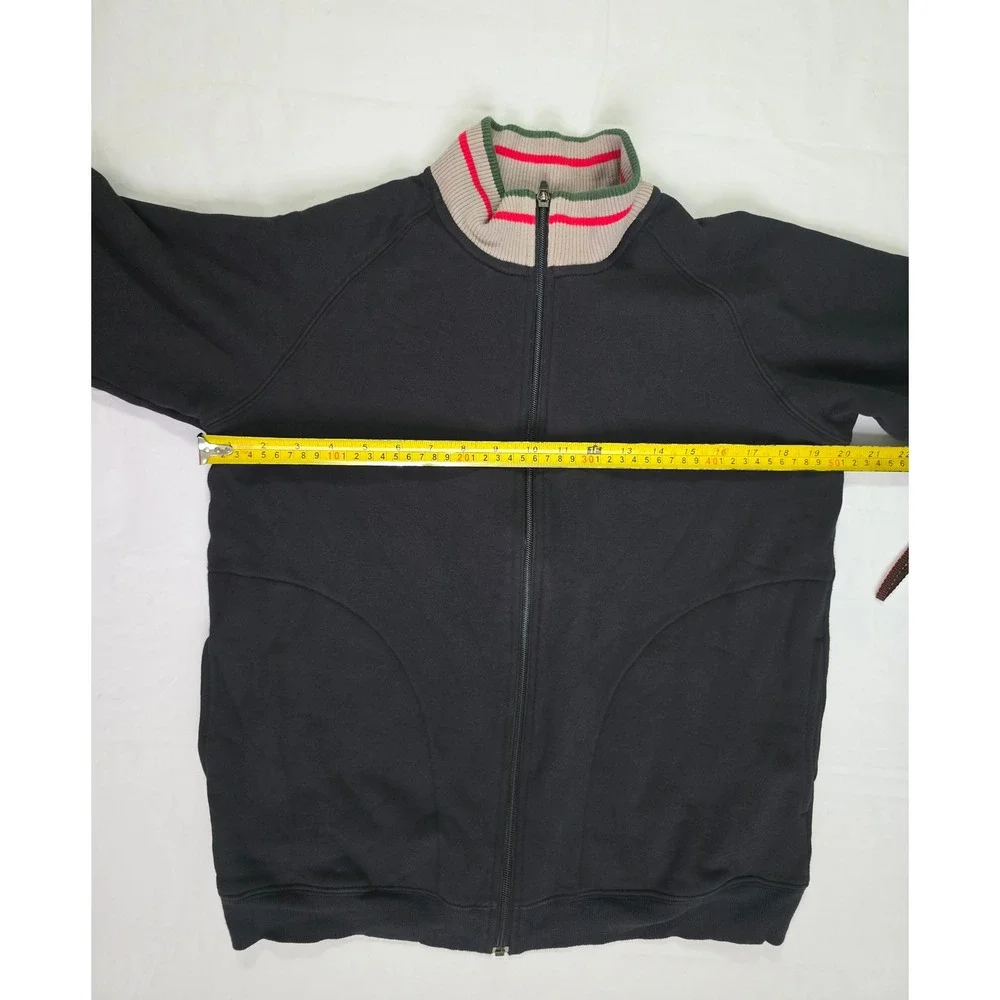Nike Mens vintage Full Zip Fleece Track Jacket Black Striped Ribbed Collar M